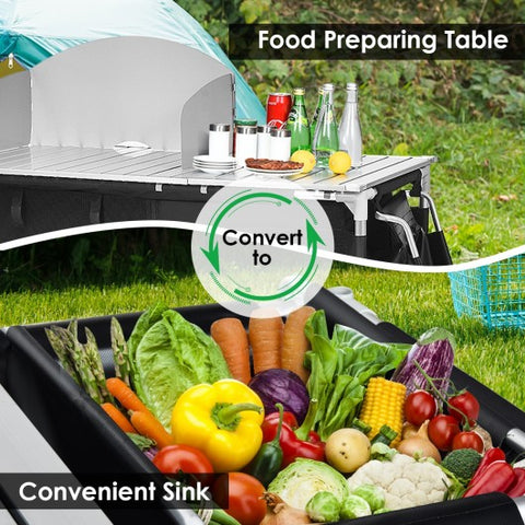 Portable Camp Kitchen and Sink Table