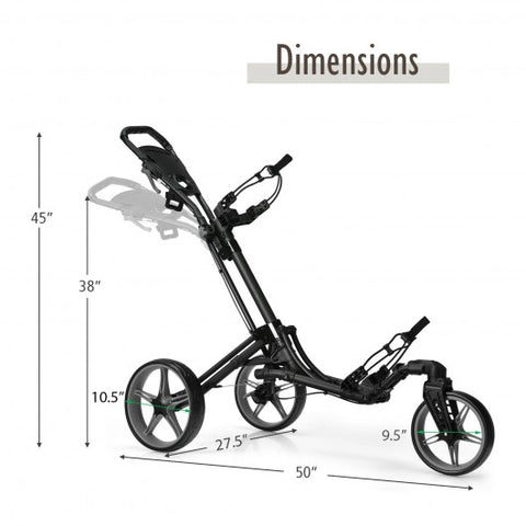 Folding Golf Push Cart with Scoreboard Adjustable Handle Swivel Wheel-Gray