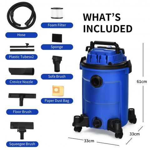 3 in 1 6.6 Gallon 4.8 Peak HP Wet Dry Vacuum Cleaner with Blower-Blue