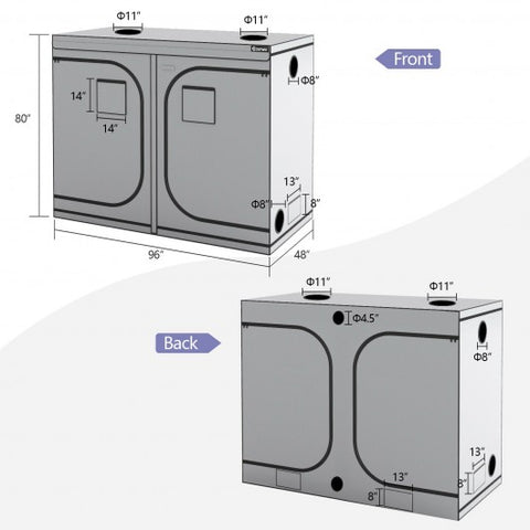 4 x 8 Grow Tent with Observation Window for Indoor Plant Growing-Gray