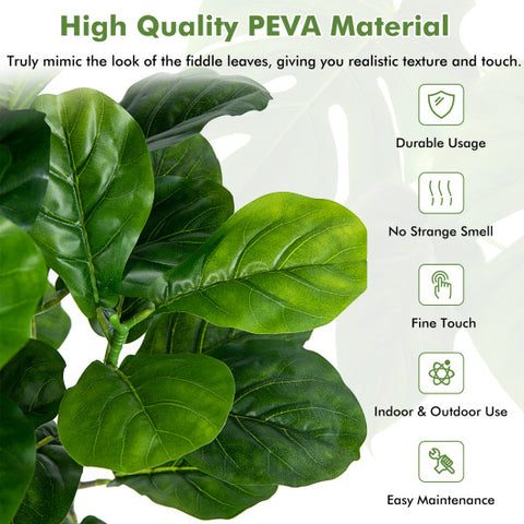 51 Inches 2-Pack Artificial Fiddle Leaf Fig Tree for Indoor and Outdoor