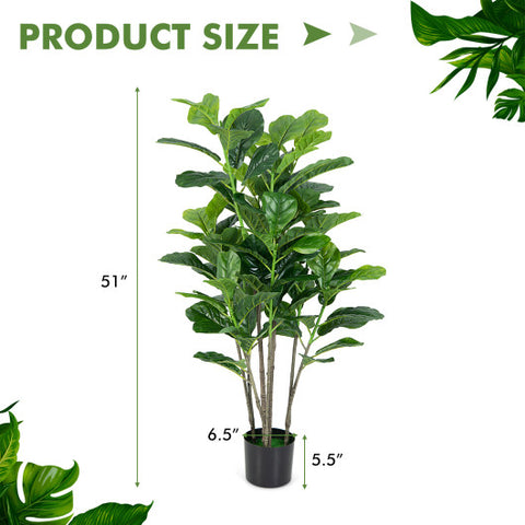 51 Inches 2-Pack Artificial Fiddle Leaf Fig Tree for Indoor and Outdoor