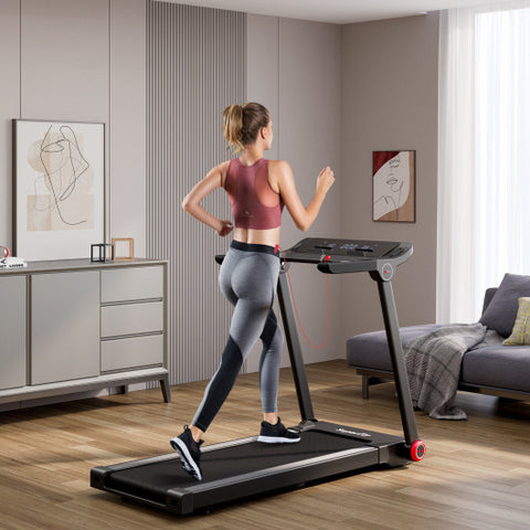 3.75HP Folding Treadmill Electric Running Machine with Bluetooth APP Self-standing