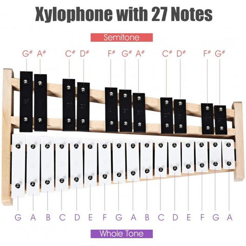 27 Note Glockenspiel Xylophone with 2 Rubber Mallets