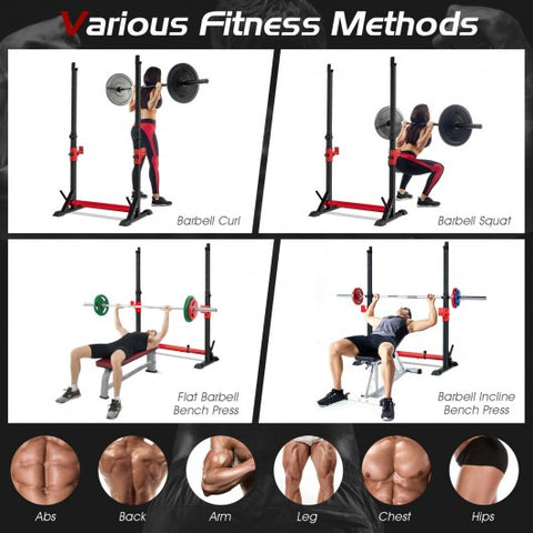 Adjustable Squat Rack Stand Multi-function Barbell Rack Home Gym Fitness