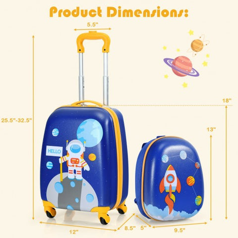 2 Pieces Kids Luggage Set with Backpack and Suitcase for Travel