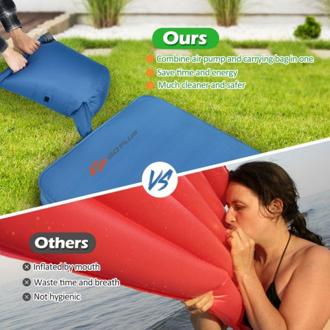 Self Inflating Folding Camping Sleeping Mattress with Carrying Bag-Blue