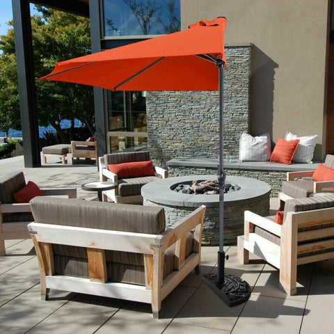 9Ft Patio Bistro Half Round Umbrella -Orange