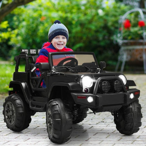 12V Kids Remote Control Riding Truck Car with LED Lights-Black