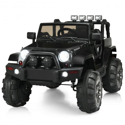 12V Kids Remote Control Riding Truck Car with LED Lights-Black