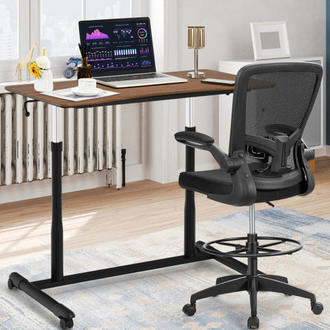 Height Adjustable Computer Desk Sit to Stand Rolling Notebook Table -Brown