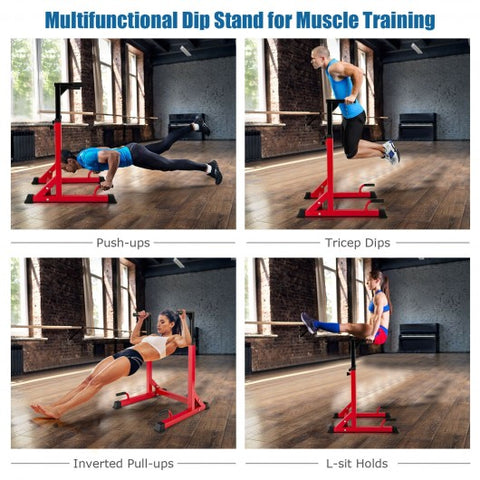 Adjustable Multi-function Dip-up Station for Power Training-Red