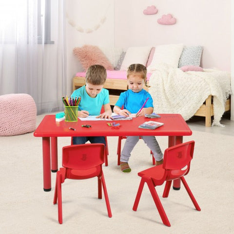 Kids Plastic Rectangular Learn and Play Table-Red