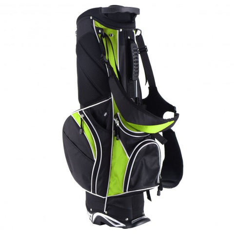 Golf Stand Cart Bag with 6-Way Divider Carry Pockets-Green