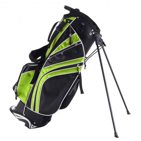 Golf Stand Cart Bag with 6-Way Divider Carry Pockets-Green