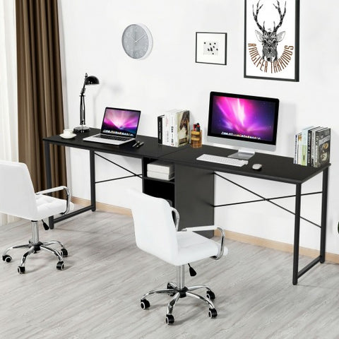 79 Inches Multifunctional Office Desk for 2 Person with Storage-Black