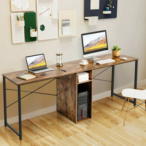 79 Inches Multifunctional Office Desk for 2 Person with Storage-Black