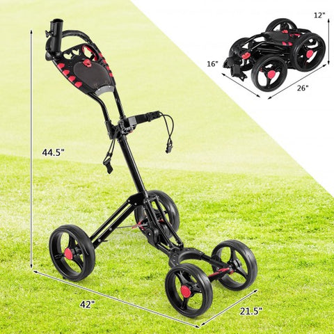 4 Wheels Folding Golf Pull Push Cart Trolley