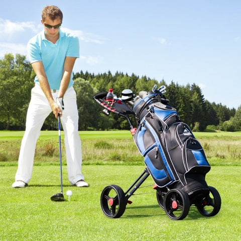 4 Wheels Folding Golf Pull Push Cart Trolley