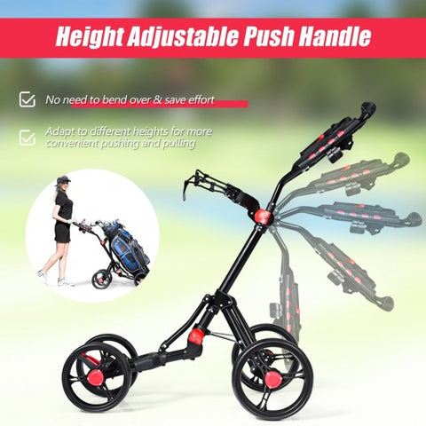 4 Wheels Folding Golf Pull Push Cart Trolley