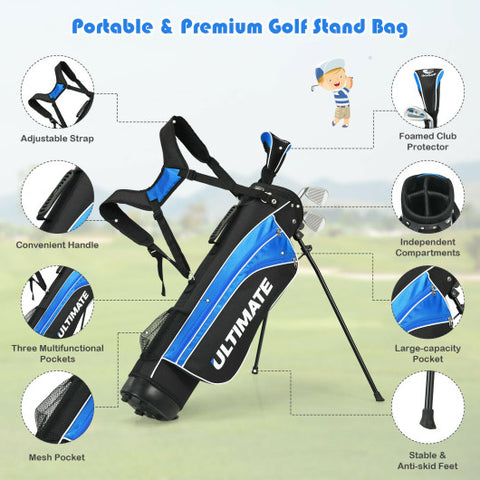 Junior Complete Golf Club Set For Age 8 to 10-Blue