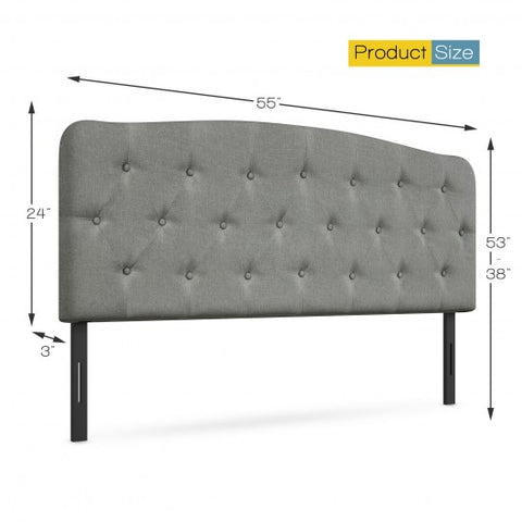 Faux Linen Headboard with Adjustable Heights-Light Gray