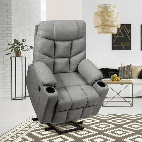 Electric Power Lift Recliner Massage Sofa-Light Gray