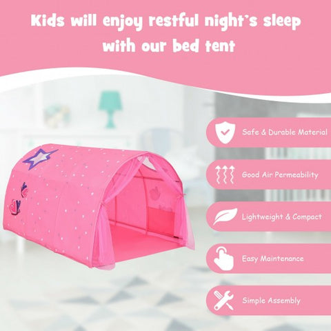 Kids Galaxy Starry Sky Dream Portable Play Tent with Double Net Curtain-Pink