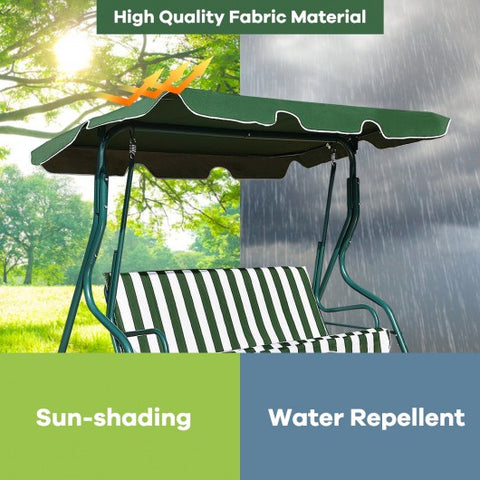 3 Seats Patio Canopy Swing-Green