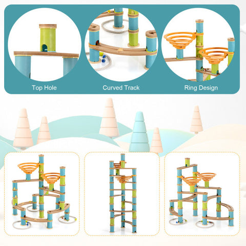 162 Pieces Bamboo Marble Run Educational Learning Toy Set