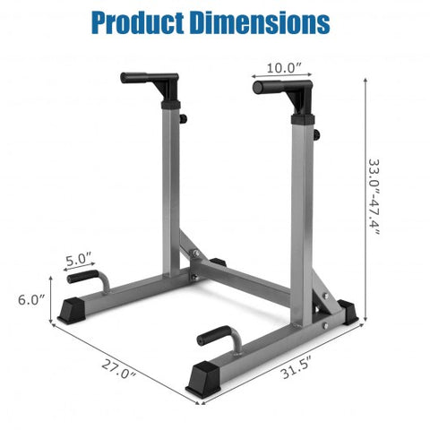 Adjustable Multi-function Dip-up Station for Power Training-Red-Silver