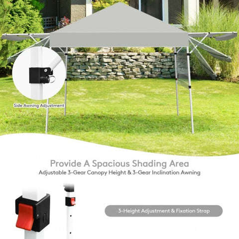 17 Feet x 10 Feet Foldable Pop Up Canopy with Adjustable Instant Sun Shelter-Gray