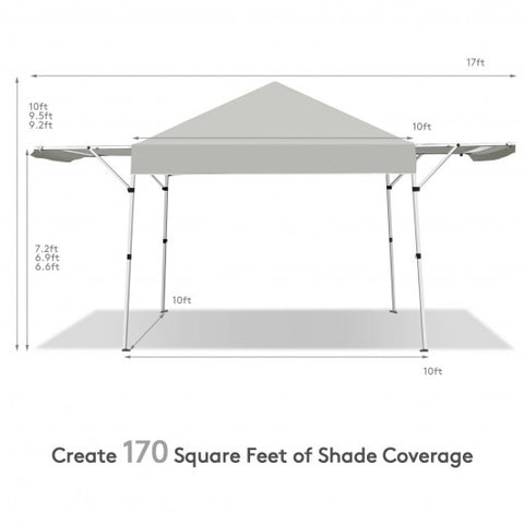 17 Feet x 10 Feet Foldable Pop Up Canopy with Adjustable Instant Sun Shelter-Gray