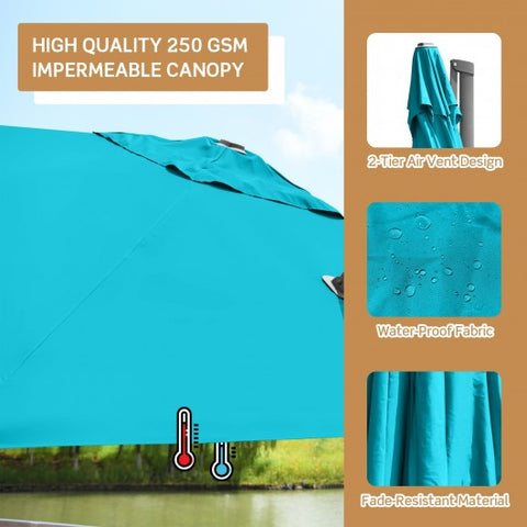 10 x 10 Feet Patio Offset Cantilever Umbrella with Aluminum 360-degree Rotation Tilt-Turquoise