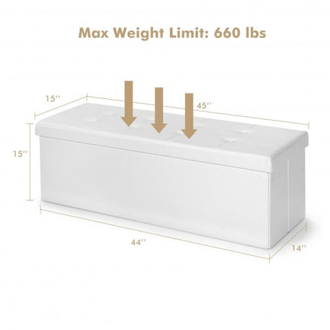 45 Inches Large Folding Ottoman Storage Seat-White