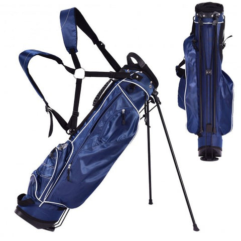 Golf Stand Cart Bag w/ 4 Way Divider Carry Organizer Pockets-Blue