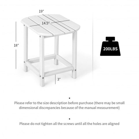 18 Feet Rear Resistant Side Table for Garden Yard and Patio -White