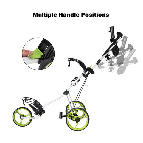 Foldable 3 Wheels Push Pull Golf Trolley with Scoreboard Bag