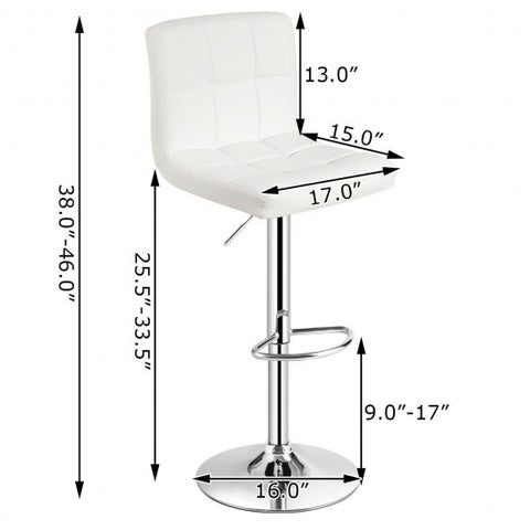 Adjustable Swivel Bar Stool with PU Leather-White