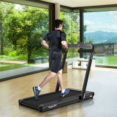 4.75HP 2 In 1 Folding Treadmill with Remote APP Control-Black