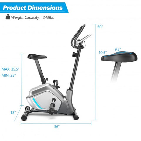 Magnetic Exercise Bike Upright Cycling Bike with LCD Monitor and Pulse Sensor