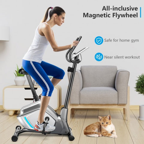 Magnetic Exercise Bike Upright Cycling Bike with LCD Monitor and Pulse Sensor