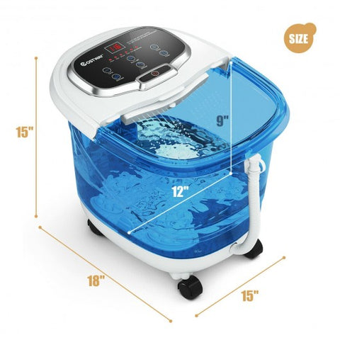 Portable All-In-One Heated Foot Bubble Spa Bath Motorized Massager-Blue and Withe