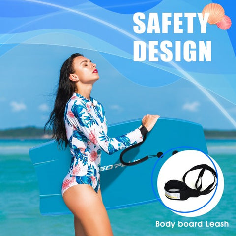 Lightweight Bodyboard with Wrist Leash for Kids and Adults-L