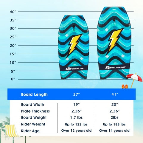 Lightweight Bodyboard with Wrist Leash for Kids and Adults-L