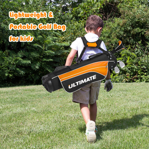 Set of 5 Ultimate 31 Inch Portable Junior Complete Golf Club Set for Kids Age 8+ -Orange