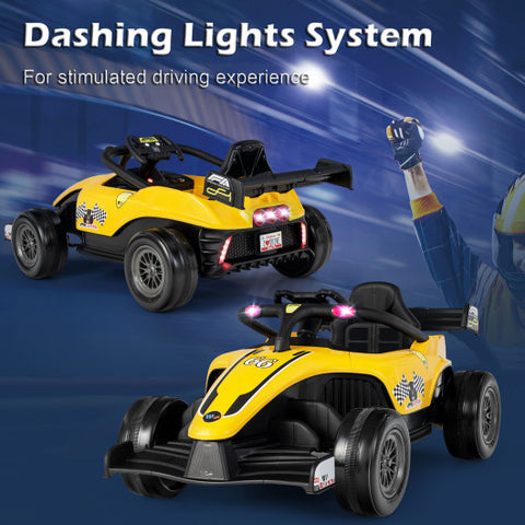 12V Kids Ride on Electric Formula Racing Car with Remote Control-Yellow