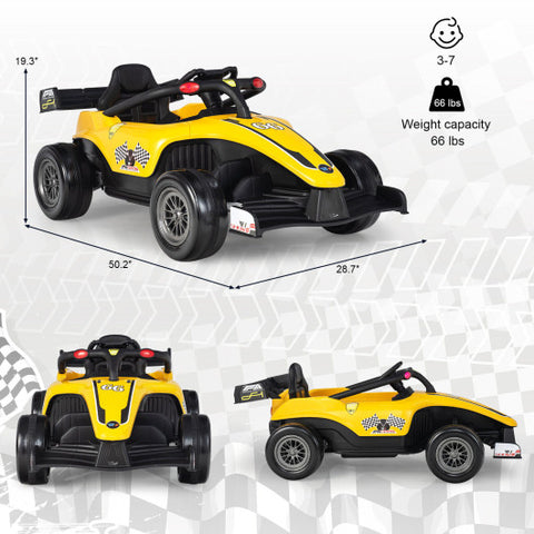 12V Kids Ride on Electric Formula Racing Car with Remote Control-Yellow