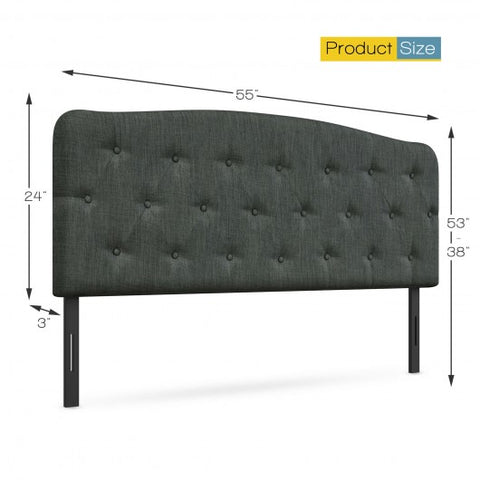 Faux Linen Headboard with Adjustable Heights-Dark Gray