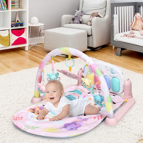 3 in 1 Fitness Music and Lights Baby Gym Play Mat-Pink